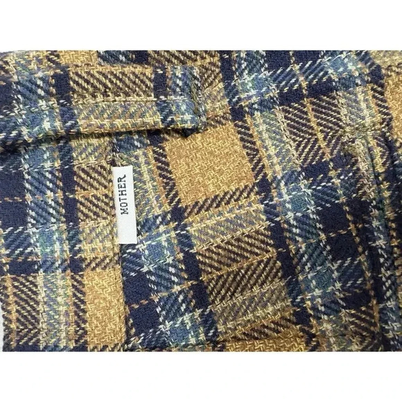 NWT! Mother Delta Dawn Size 25 Brown Tweed Plaid Pleated Trouser Pants - Picture 6 of 7